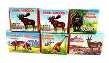 6 Vintage MARX ANIMAL KINGDOM Figurines 1960's Moose, Ape, Wolf, Gorilla, Eland