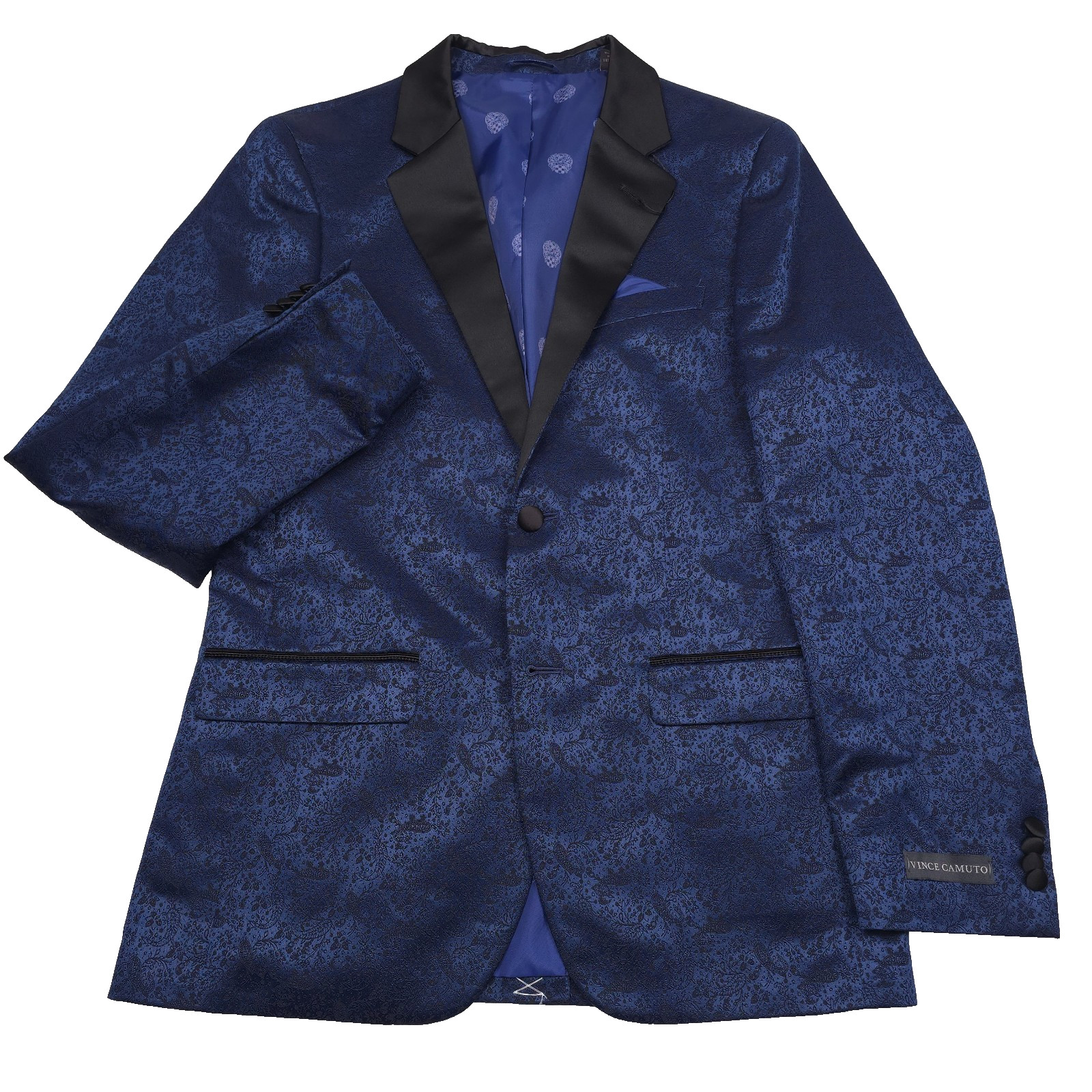 Vince Camuto Gavel Evening Jacket Mens 40R Slim Fit Navy Blue Jacquard Blazer 14490₽