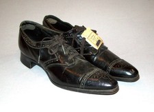 Old Antique Vtg C 1920s Deadstock Womens Edwardian Black Leather Shoes Size 5