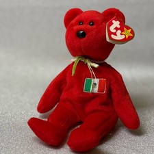 TY Beanie Baby  Osito    Red Mexico Bear w/ Flag Emblem Hang Tag Attached 
