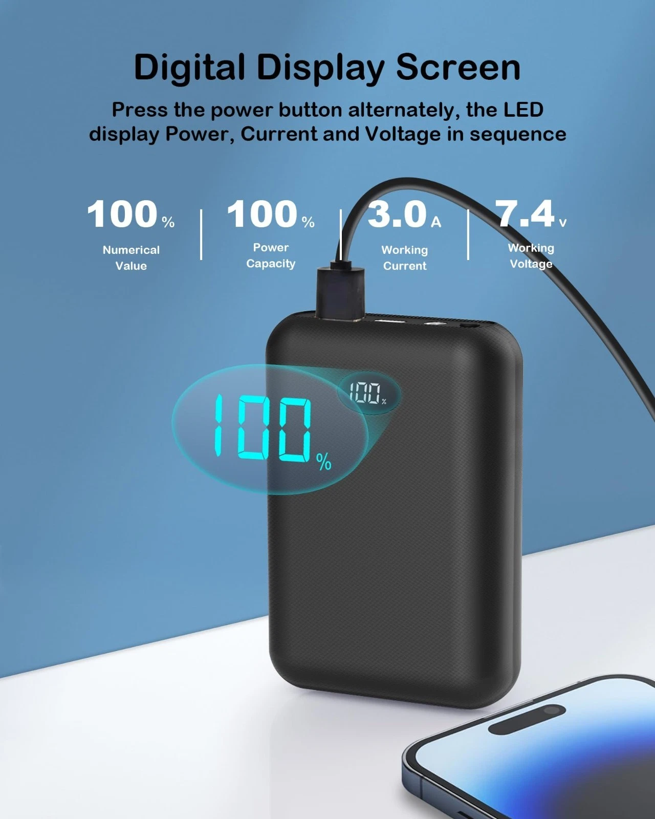 16000mAh 7.4V Heated Vest Battery Pack with 2 Adapters - Power Bank for Heat Jac - product detail image 5