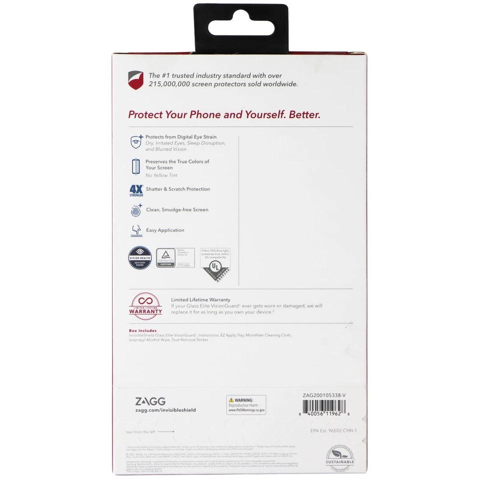 Протектор экрана ZAGG (Glass Elite VisionGuard+) для V60 ThinQ 5G UW - Изображение 3 из 4