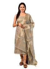 Banarasi Vastra Cotton Silk Dress Material Woven Salwar Kameez Dupatta Set Gray