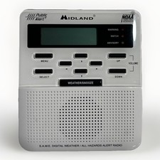 Midland White WR-100 NOAA Emergency Weather Alert Radio Alarm Clock No Cord