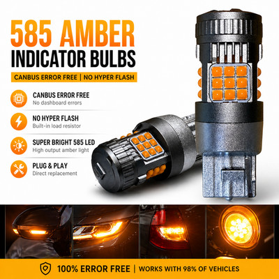 2x W21W 7440 T20 585 Amber LED Blinker Birnen Canbus No Error Hyper Flash