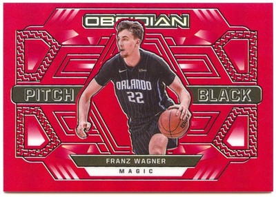 2021-22 Obsidian Franz Wagner Pitch Black Electric Etch Red Flood RC #5 Magic