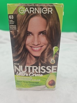 Garnier Nutrisse Permanent Hair Dye Color #63 Brown Sugar (Light golden Brown)
