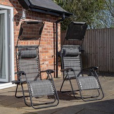 Factory Seconds: Pack of 2 Multi Position Gravity Chair Sun Loungers in Grey