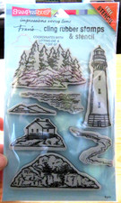 Stampendous Cling Rubber Stamps, Coordinating Dies Stencil LIGHTHOUSE SCENERY