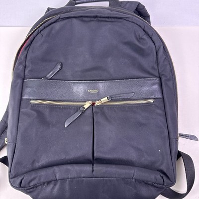 KNOMO London Beauchamp Laptop Backpack Black Nylon Leather Trim 14  RFID