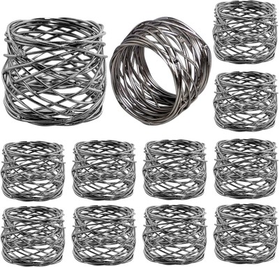 ALPHA Living HOME 12-Piece Silver Mesh Metal Napkin 12- Pack, 