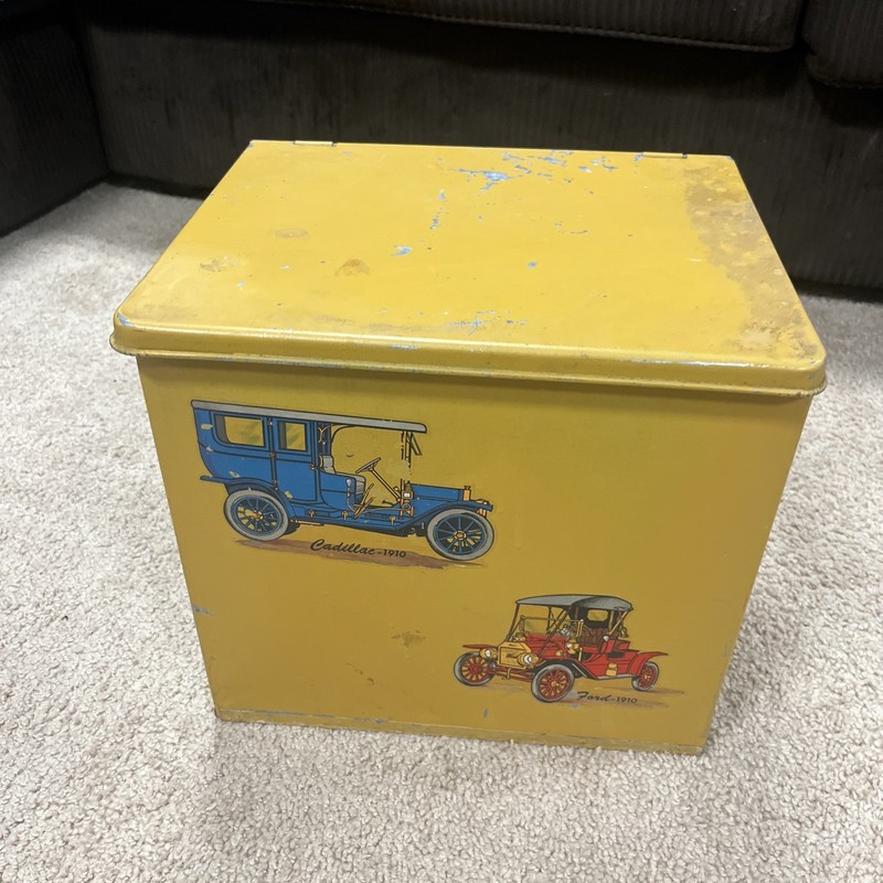 Vintage 1960s Ice Box With A Cadillac And Ford On It