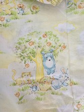 Dundee Country Sunshine Yellow Bear Bunny Baby Crib Fitted Sheet 48 X 36 Vintage