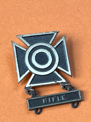 Vintage Black & Sterling Silver Marked Maltese Cross w Target & RIFLE Award Add-