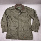 Eddie Bauer Jacket Mens Large Green Waxed Cotton Field Jacket Military Hunting