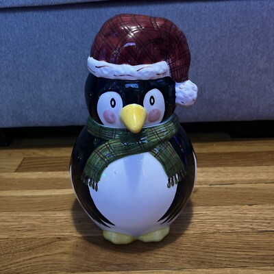 Penguin Vintage Christmas Holiday Cookie Jar The Cellar 2000 Please Read!
