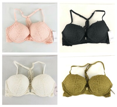 Lot of 4 Auden Bras Radiant Plunge Push-Up Lace Front Closure Lace Overlay 32C