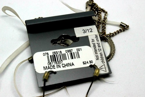 NEW EXPRESS EARRINGS SEMI PRECIOUS HANGING WHITE FETHERS: GOLD CHAIN - Picture 3 of 7