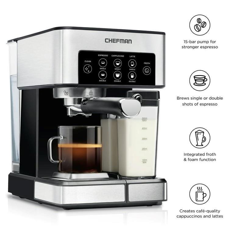Chefman Barista Pro 6in1 Espresso Machine with Milk Frother, 15BAR