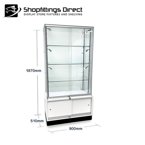 Large Glass Cabinet Display Show Case LED Light Floor Standing with Storage DCF - Picture 4 of 10