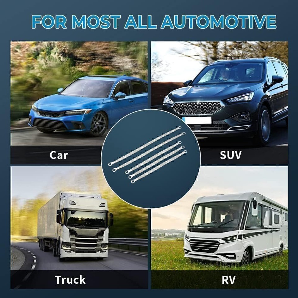 4x Engine Ground Strap Copper Cable Kit For Car Truck Firewall