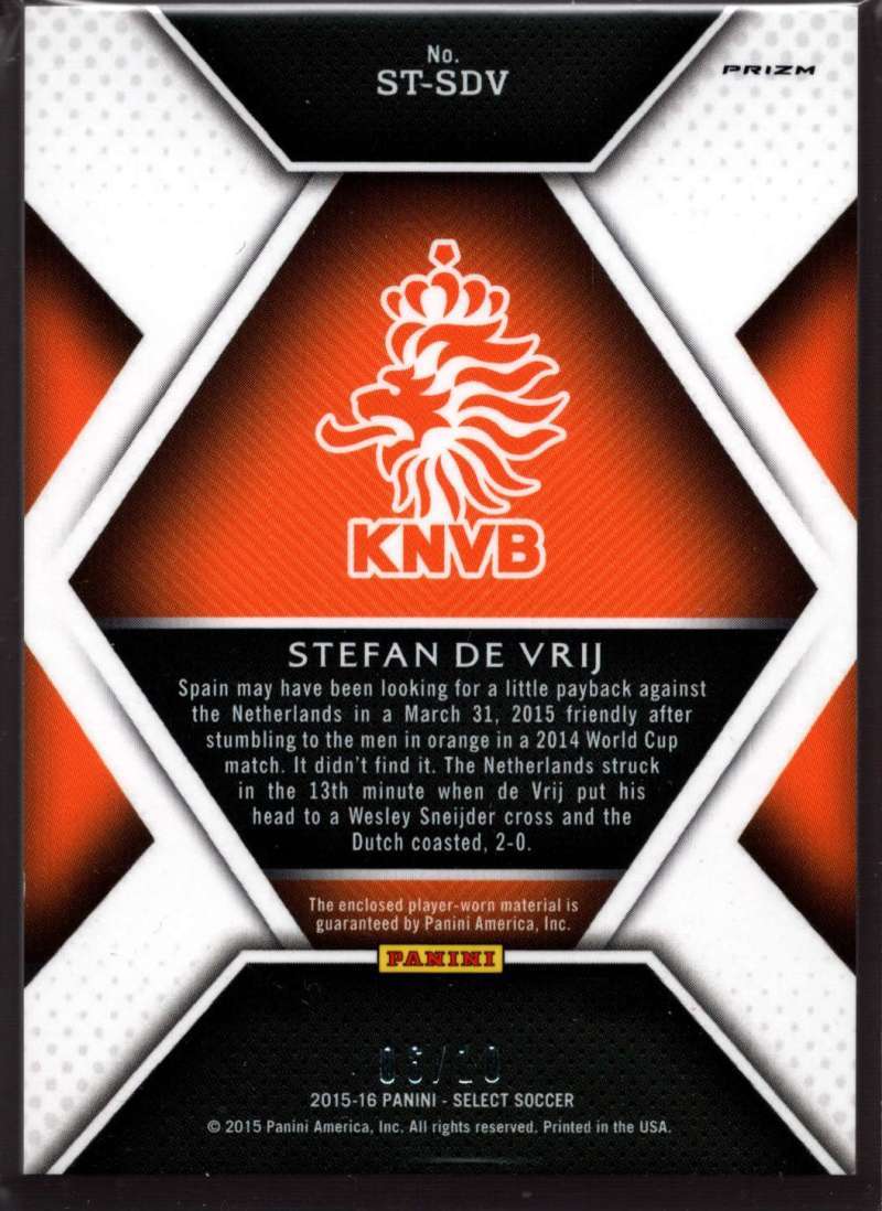 2015 Stefan de Vrij Panini Select Stars Memorabilia Prime