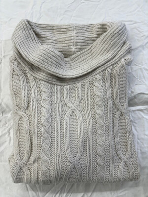 LA CLASSE COUTURE WOMEN'S COWL NECK CALBE KNIT SWEATER (TAN M)NWT
