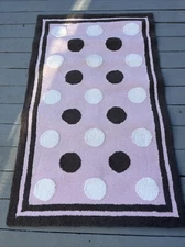 Pottery Barn Kids Rug 5x3 Pink Brown Polka Dot Rectangular Handtufted