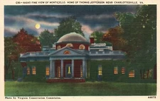 Monticello At Night Thomas Jefferson Home Charlottesville Virginia Postcard