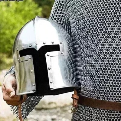 Armor Helmet Barbute Helmet Medieval Steel Templar Crusader Knight Helmet