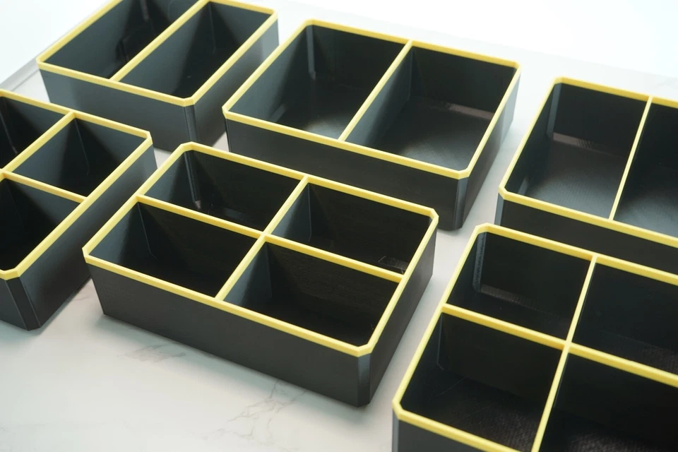 Dewalt Tough System Compatible 3 Drawer Organiser Bins PETG BLACK YELLOW Divider - Image 3 of 4