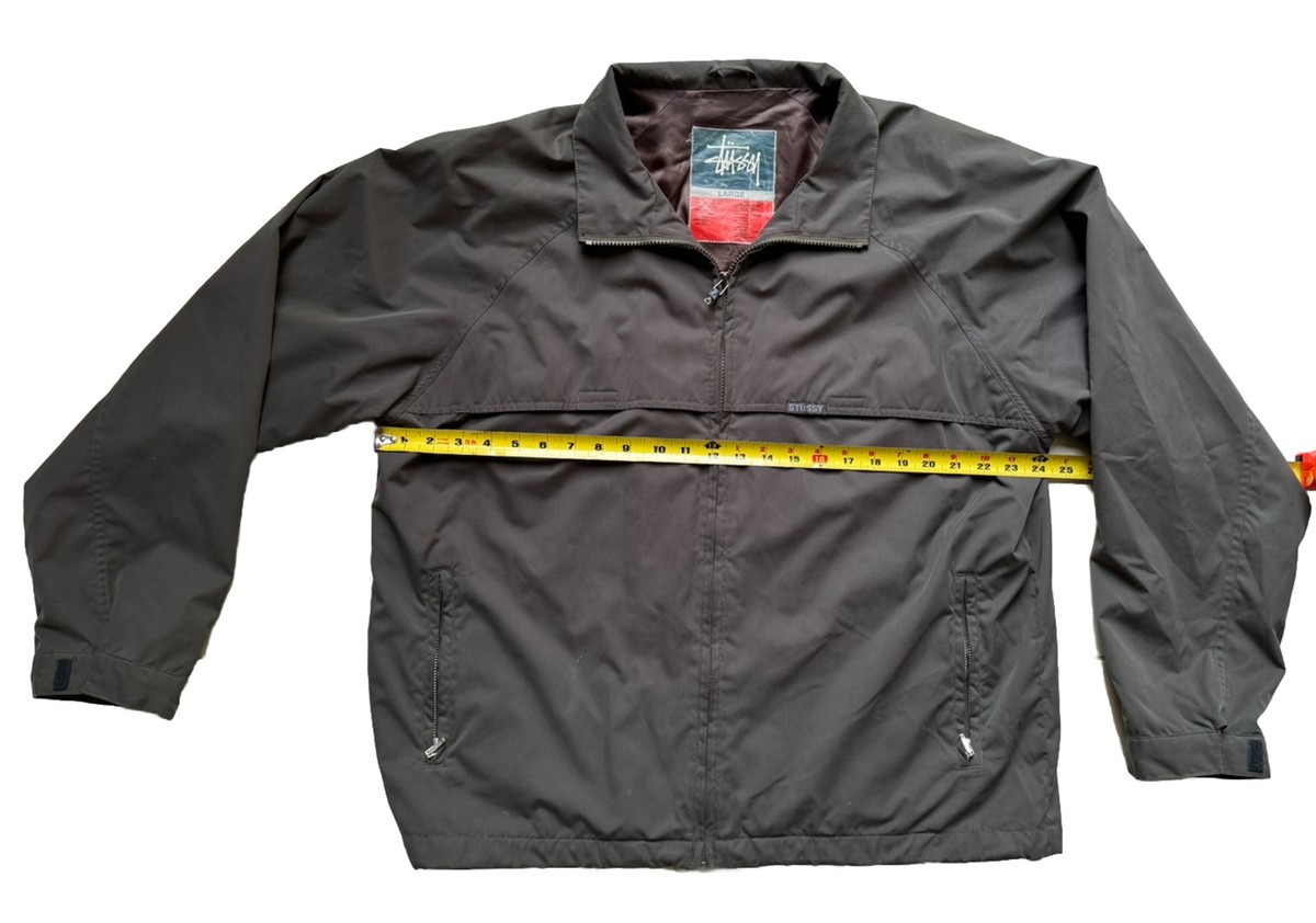 Stussy 90's Vintage Windbreaker Jacket Satin Lined Gray Men's Size