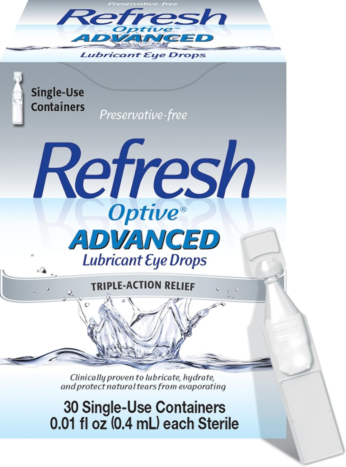 Optive Advanced Lubricant Eye Drops, Preservative-Free, 0.01