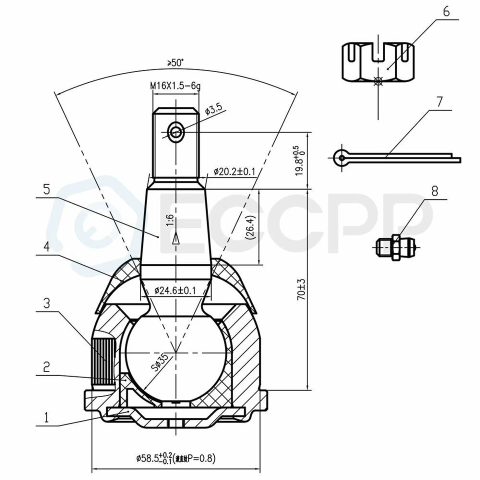 Kit de suspensión de 4 rótulas inferiores y superiores para Chevrolet C1500 1998 1993-1997 Foto 2 de 4