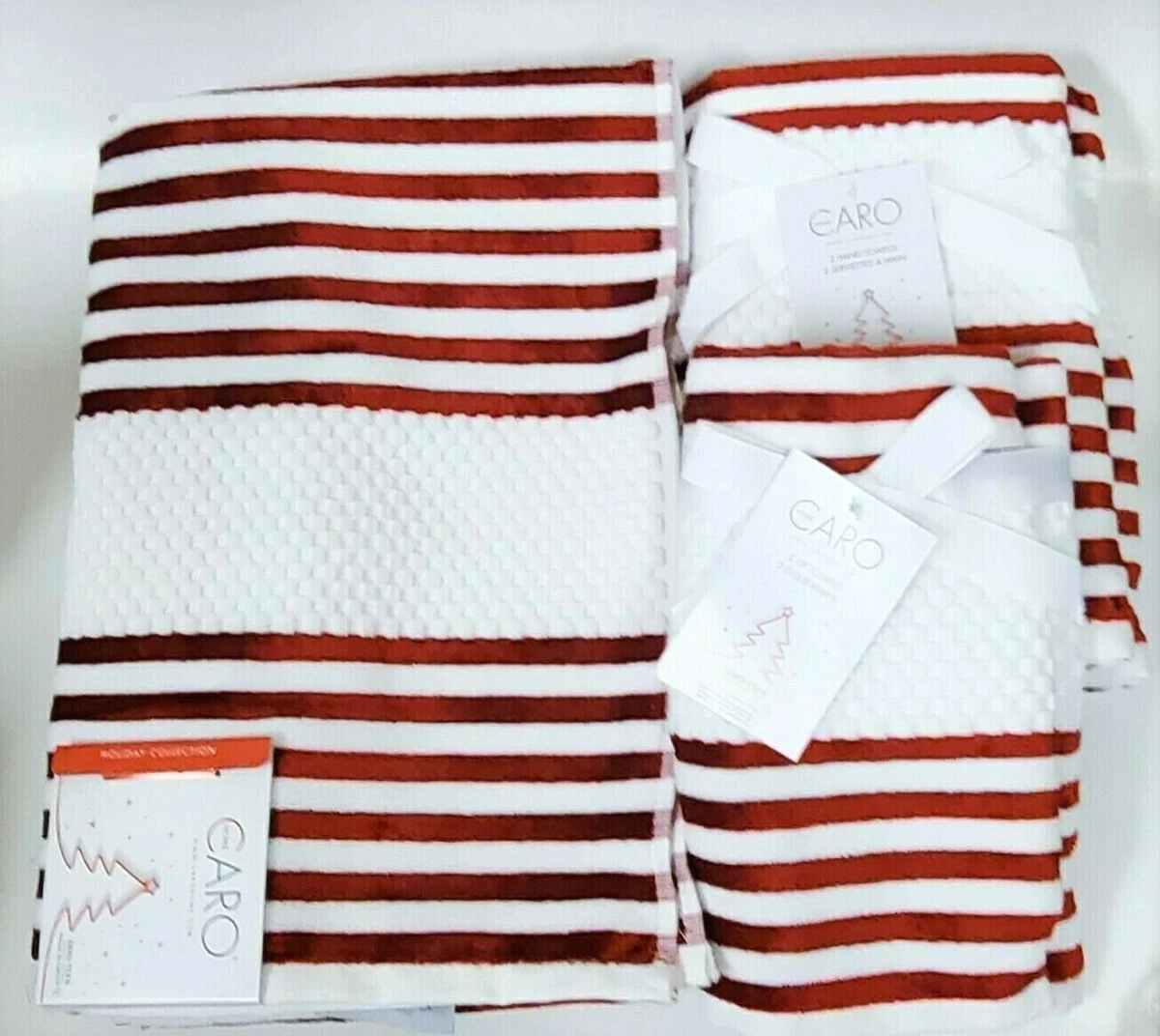 CARO HOME 100% COTTON OEKO-TEX STANDARD 100 2 TIP TOWELS NEW AUTHENTIC