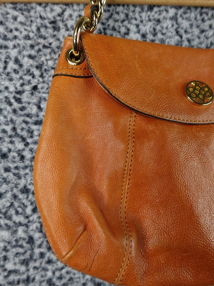 Antonio Melani Women's Leather Shoulder Bag Brown Tan Gold Chain Strap Purse - Image 2 of 4