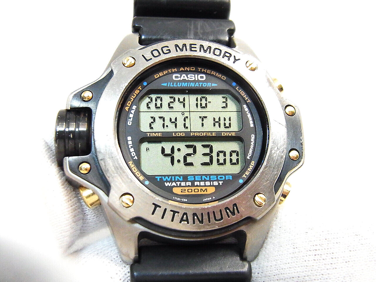 Vintage Casio Digital Watch Dep-700 Titanium Diver Scuba Log  