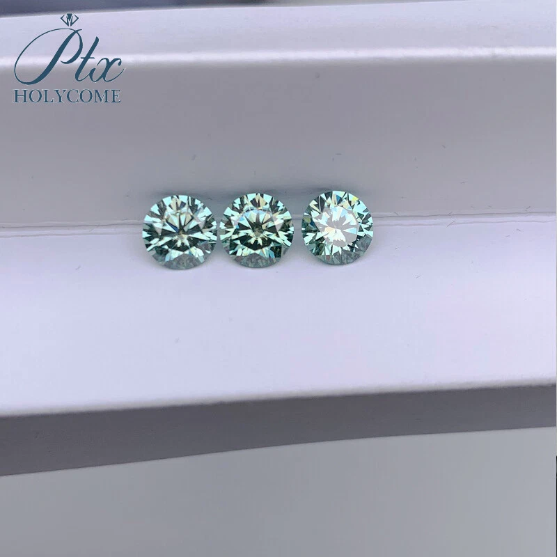 Aqua Blue Natural Color Round Cut Moissanite VVS1 GRA Certificate Loose Gemstone - Image 4 of 4