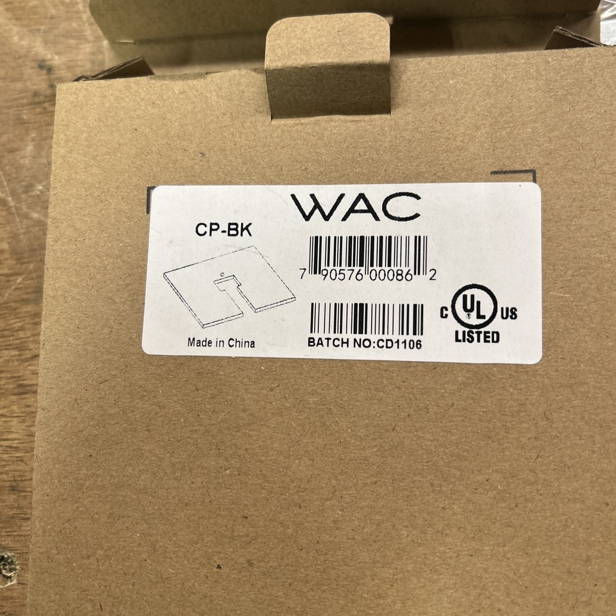 WAC Lighting Canopy Plate CP-BK for Track Junction Box, Black
