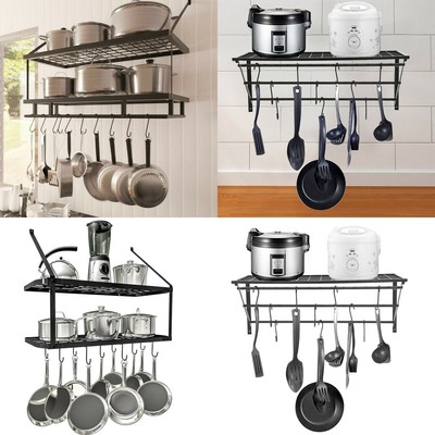Metal Hanging Kitchen Rack Storage Organizer Pot Pan Ceiling