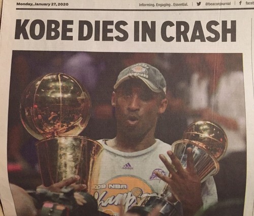 Akron Beacon Journal Monday January 27, 2020 KOBE BRYANT DIES IN CRASH LA Lakers - Picture 2 of 5
