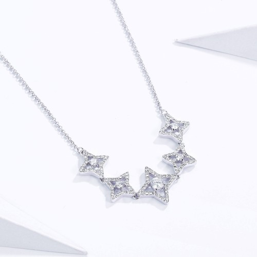 Collana Stella Nebula Con Cristalli Swarovski Sposa Placcata Rodio - Foto 3 di 3