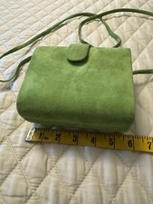 Precious Stewart Weitzman Made In Spain Lime Green Suede Leather Purse