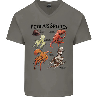 Octopus Species Sealife Tauchen Herren T-Shirt V-Ausschnitt Baumwolle