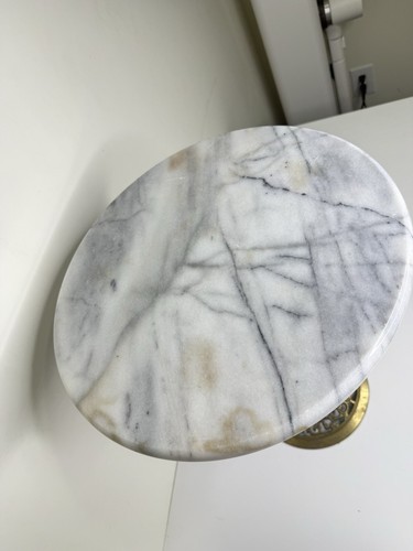 Vintage Netz Messing Carrara Marmorplatte Tisch | Pflanzenständer Beistelltisch - Bild 6 von 11