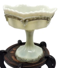 Vintage Northwood Chrysanthemum Sprig Custard Glass Compote Victorian 5" high