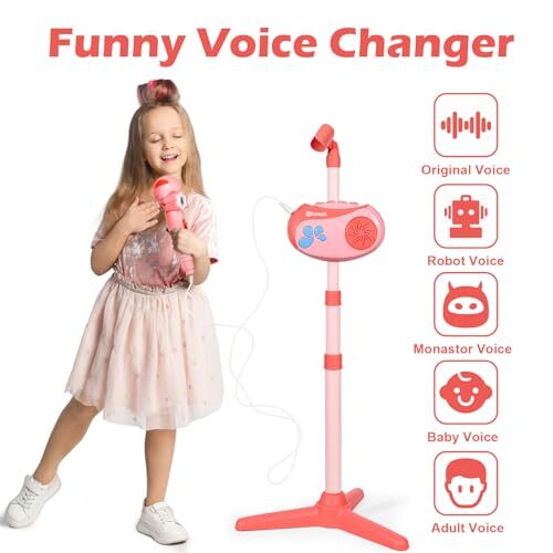 Kids Bluetooth Karaoke Machine for Girls with Adjustable Stand, Karaoke - Bild 4 von 8