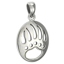 Sterling Silver Bear Claw Paw Print Pendant - Animal Totem Ursine Jewelry 