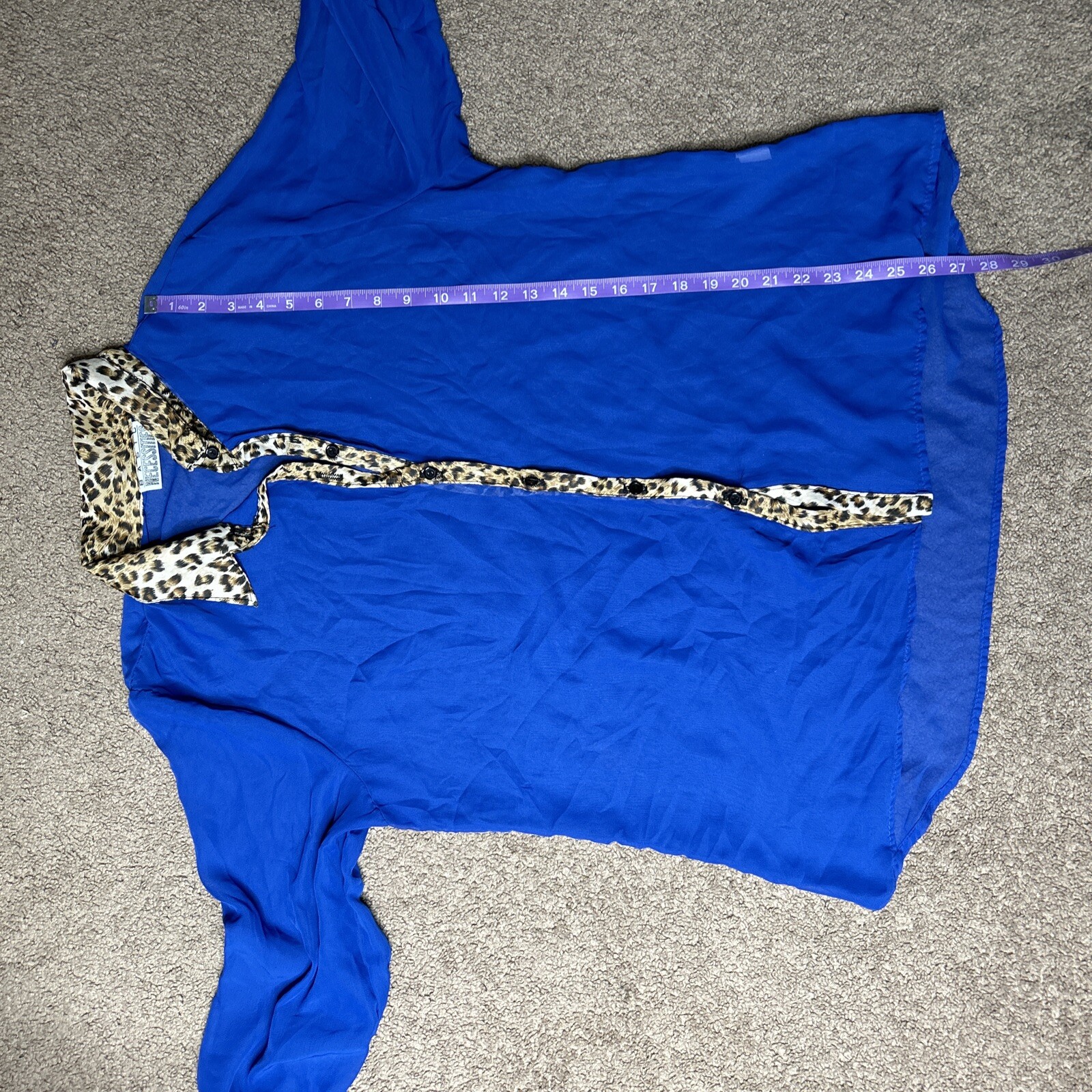 Women’s 1X Basic Necessities Blue Sheer Leopard P… - image 6