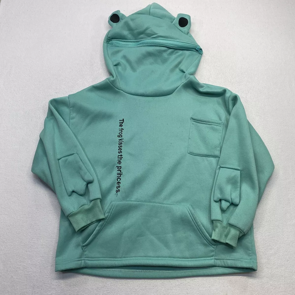 Frog Hoodie Sweatshirt Zipper Mouth Women Teen Girls Small